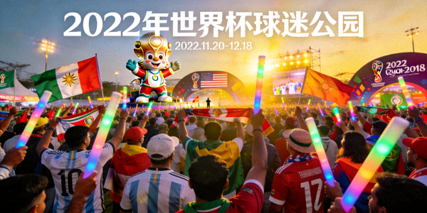 2022年世界杯球迷公园活动盛况，人群欢呼